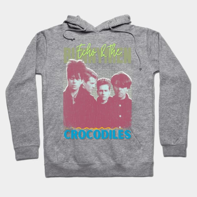 Echo And The Bunnymen Vintage 1980 // Crocodiles Original Fan Design Artwork Hoodie by A Design for Life